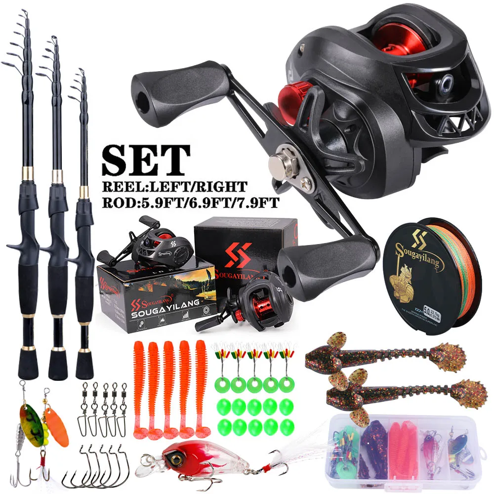 Spincast Reel - Sougayilang Angelrute und Rolle Komplettset 1,8–2,4