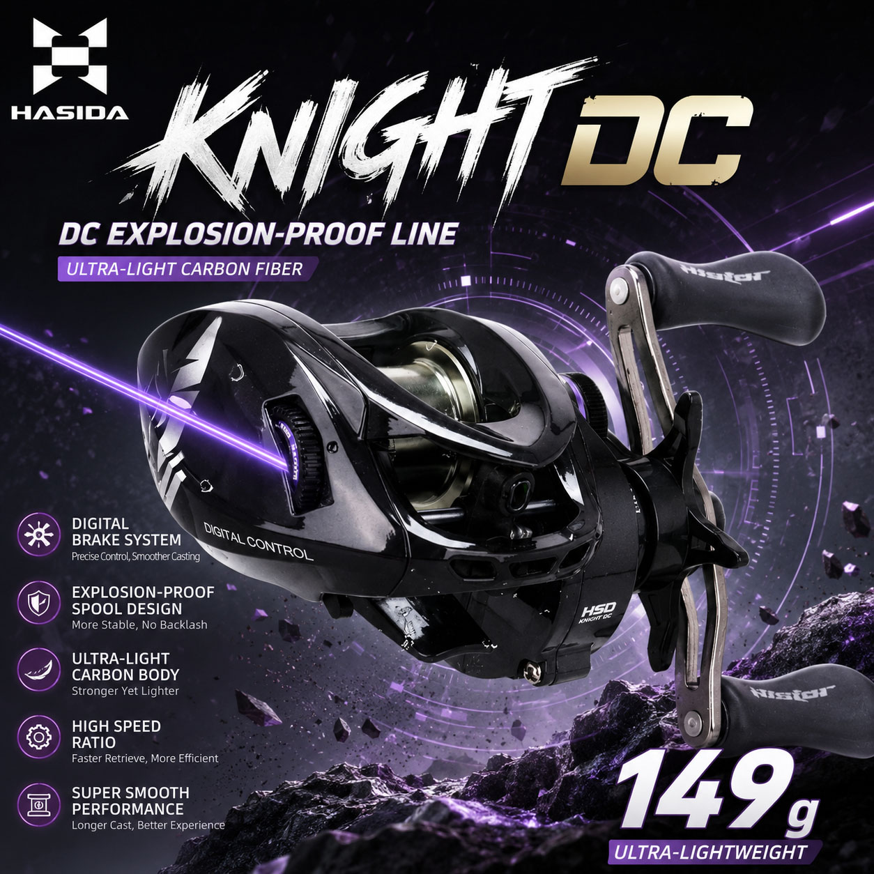 Spincast Reel - HASIDA Knight DC Baitcasting-Rolle IDC Digitale